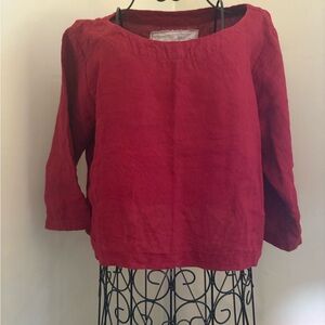 notPERFECTLINEN Red Linen Blouse